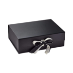 Black A4 Deep Magnetic Gift Boxes With Ribbon With Logo