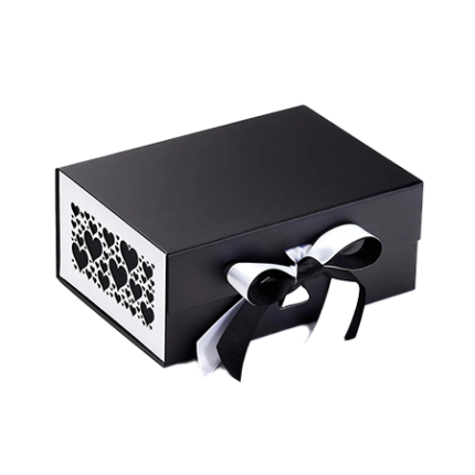 Black A5 Deep Magnetic Gift Boxes With Ribbon