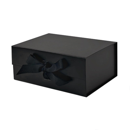 Black A5 Deep Magnetic Gift Packaging Boxes With Ribbon