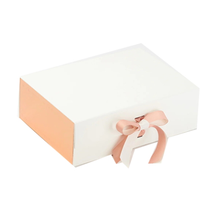 Ivory A4 Shallow Magnetic Gift Boxes with Ribbon