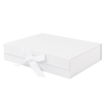 Ivory A4 Shallow Magnetic Gift Boxes with Ribbon With Logo