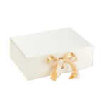 Ivory A4 Shallow Magnetic Gift Packaging Boxes with Ribbon