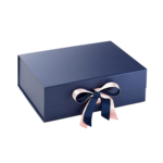 Navy Blue A4 Deep Magnetic Gift Boxes With Ribbon