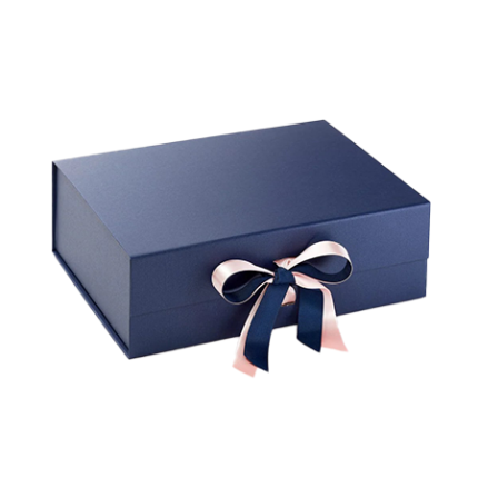 Navy Blue A4 Deep Magnetic Gift Boxes With Ribbon