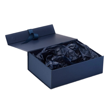 Navy Blue A4 Shallow Magnetic Gift Boxes With Ribbon Wholesale