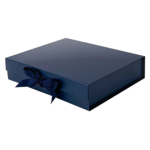 Navy Blue A4 Shallow Magnetic Gift Packaging Boxes With Ribbon