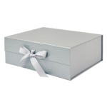 Pearl Silver A4 Deep Magnetic Gift Boxes With Ribbon