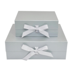 Pearl Silver A4 Deep Magnetic Gift Boxes With Ribbon Wholesale