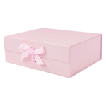 Powder Pink A4 Deep Magnetic Gift Boxes With Ribbon