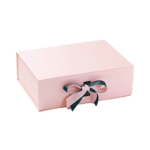 Powder Pink A4 Deep Magnetic Gift Packaging Boxes With Ribbon