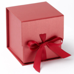 Red Small Cube Magnetic Gift Boxes With Ribbon