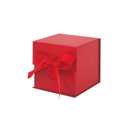 Red Small Cube Magnetic Gift Boxes With Ribbon