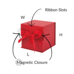 Red Small Cube Magnetic Gift Packaging Boxes With Ribbon