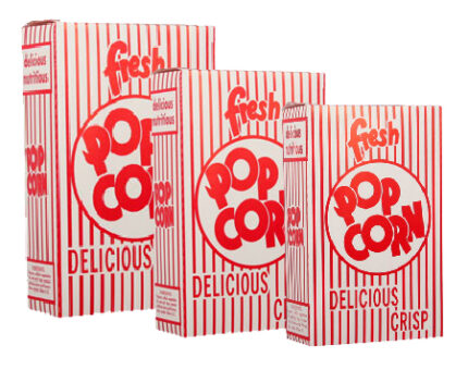 Red and white close Top Popcorn Boxes