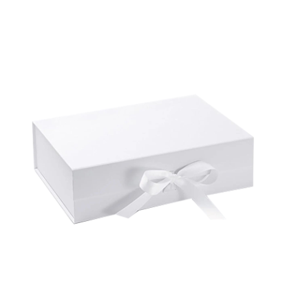 White A4 Deep Magnetic Gift Boxes With Ribbon