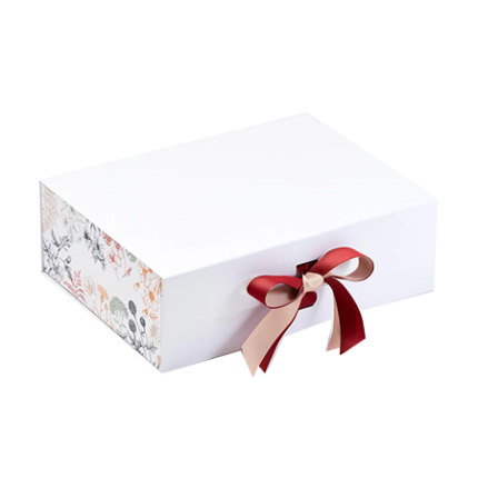 White A4 Shallow Magnetic Gift Boxes With Ribbon