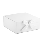 White A4 Shallow Magnetic Gift Packaging Boxes With Ribbon