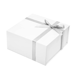 White Large Square Magnetic Gift Boxes With Ribbon