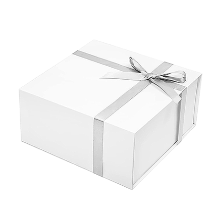 White Large Square Magnetic Gift Boxes With Ribbon