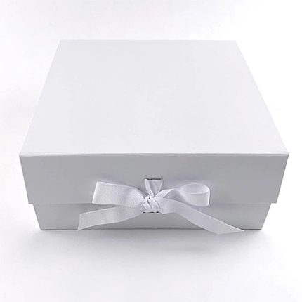 White Large Square Magnetic Gift Boxes With Ribbon Wholesale