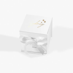 White Small Cube Magnetic Gift Boxes with Ribbon