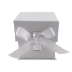 White Small Cube Magnetic Gift Boxes with Ribbon Wholesale