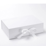 White medium rectangle magnetic gift boxes with logo